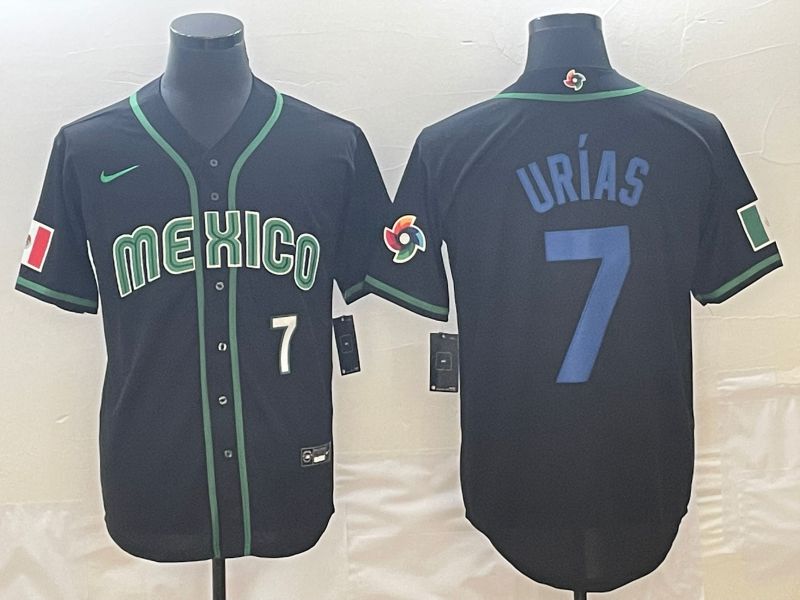Men 2023 World Cub Mexico #7 Urias Black Nike MLB Jersey15